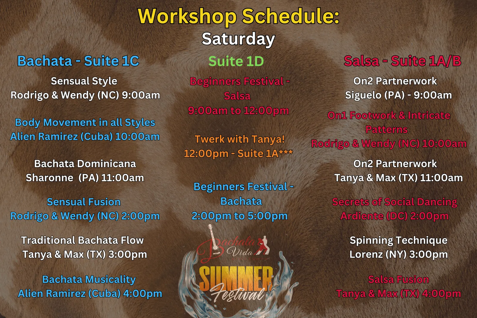 Bachata Vida Summer Festival Virginia Beach 2026 schedule